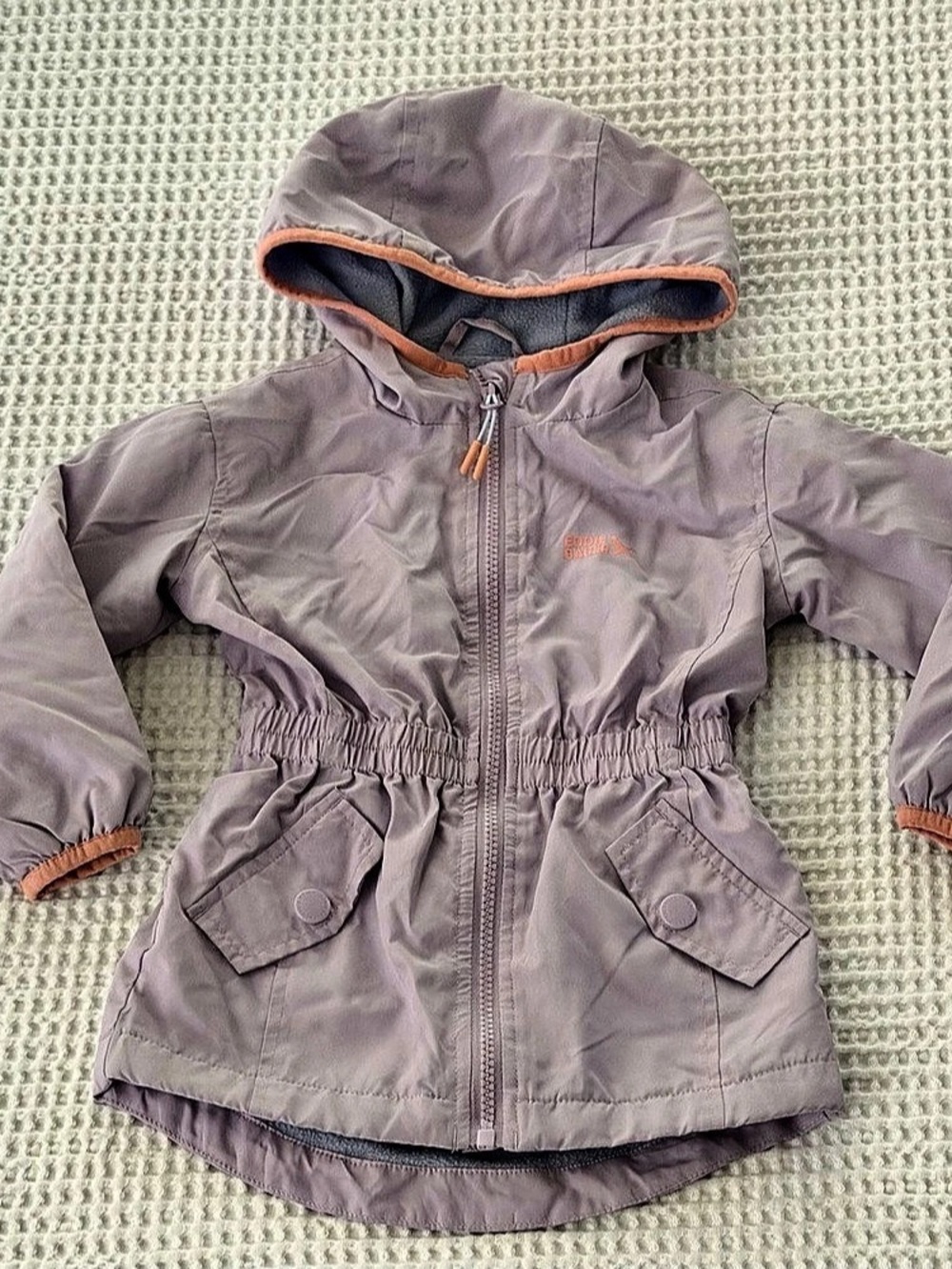 Eddie Bauer Lightweight Jacket Toddler Girl 2T Fleece Lined Hood Lavender Purple